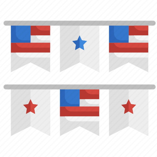 Flags, memorial, garlands, united, states, party icon - Download on Iconfinder