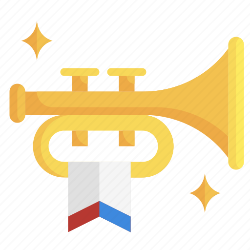 Trumpet, announcement, wind, instrument, musical, flag icon - Download on Iconfinder