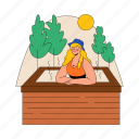 steams, warm, wooden, pool, swimming, sun, furniture, hot, home 