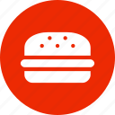 burger, circle, fast food, food, hamburger, red 