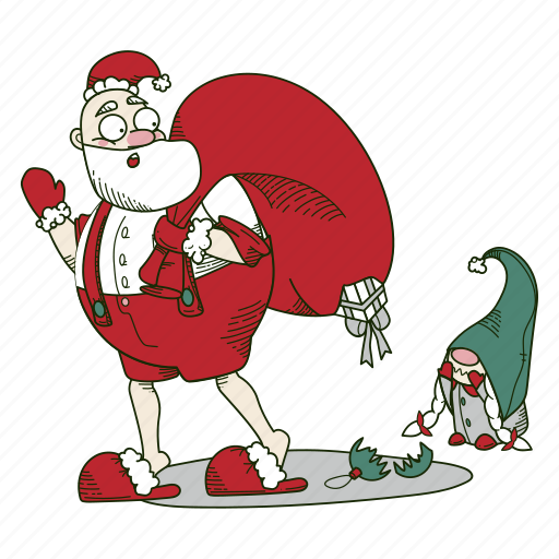 Santa, holes, xmas, claus, gift, winter, christmas illustration - Download on Iconfinder
