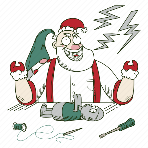 Santa, creates, toy, claus, christmas, gift, present illustration - Download on Iconfinder
