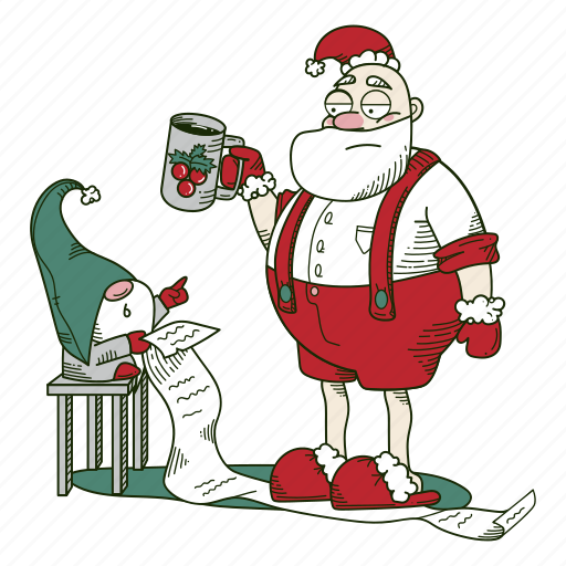 Santa, gift, list, checklist, paper, christmas, xmas illustration - Download on Iconfinder