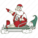 santa, sleigh, ride, claus, gift, santa claus, new year, christmas, holiday, elf 