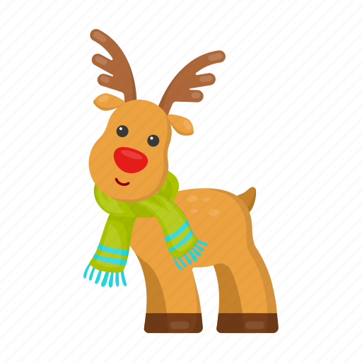 Christmas, deer, happy, horns, new, scarf, year icon - Download on Iconfinder
