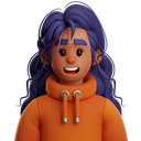 long, hair, woman, long hair woman, female, lady, girls, hoodie orange, blue hair, long hairstyle, beautiful, sweater, jacket, clothes, fashion, character, person, avatar