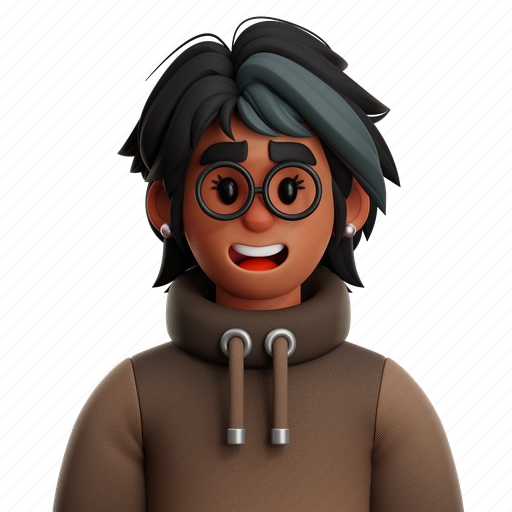 Short, hair, woman, with, glasses, short hair woman with glasses, short hair woman 3D illustration - Download on Iconfinder