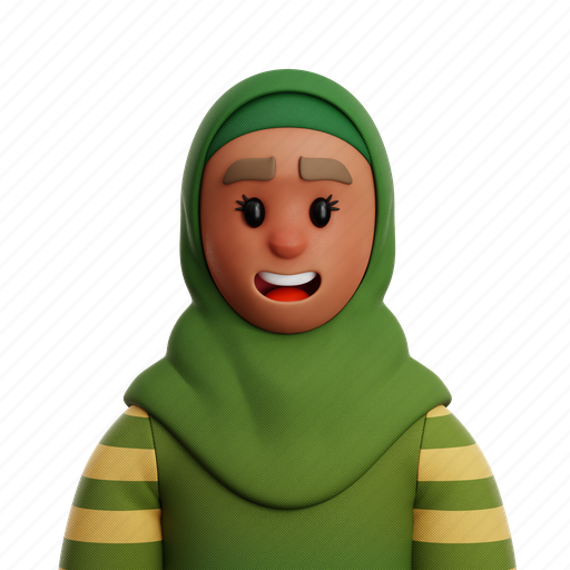 Woman, wearing, hijab, woman wearing hijab, muslim, islamic, user 3D illustration - Download on Iconfinder