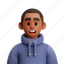 bald, hair, man, bald hair man, hairstyle, male, guy, boy, young boy, young man, jacket, clothes, blue sweater, hoodie, people, person, avatar, character 
