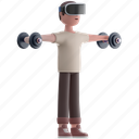 exercise using vr, workout using vr, man lifting weight, man using dumbbell, man working out, experiencing metaverse, experiencing meta world, experiencing virtual world, experiencing metaverse world