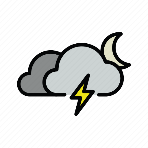 Meteo, moon, night, thunder, thunderstorm icon - Download on Iconfinder