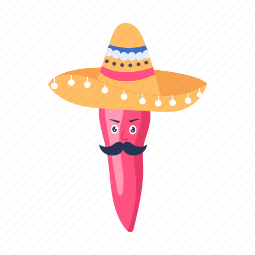 Sombrero cap, red chilli, red pepper, mexican chilli, sombrero hat icon - Download on Iconfinder