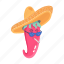mexican pepper, red chilli, red pepper, mexican chilli, sombrero hat 