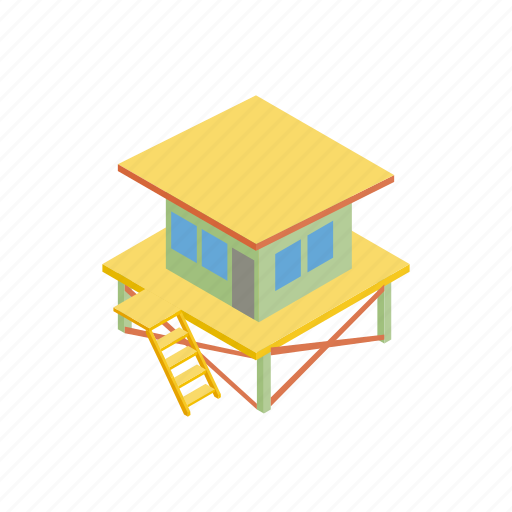Beach, isometric, lifeguard, rescue, safety, summer, tower icon - Download on Iconfinder