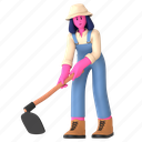 hoe, dig, digging, spade, shovel, farming, farmer, harvest, female