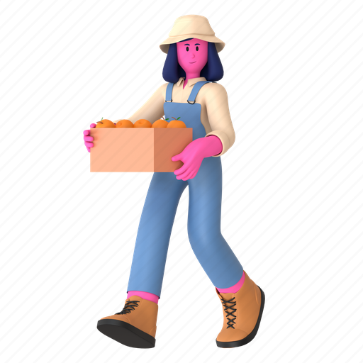 Harvest box, fruit, bring, carry, orange, farming, farmer icon - Download on Iconfinder