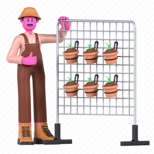 Vertical garden, indoor, plant, planting, pot, farming, farmer 3D illustration - Download on Iconfinder