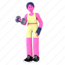 dumbbell, muscle, strength, biceps, arm, fitness, gym, diet, 3d character