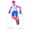dip, bar, arm, triceps, strength, fitness, gym, diet, 3d character