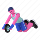 roller abs, wheel, stretching, roller, abs, fitness, gym, diet, 3d character