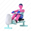 rowing machine, cardio, rowing, machine, strength, fitness, gym, diet, 3d character