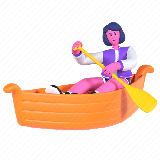 Small boat, kayak, ship, paddle, canoe, boating, travel holiday 3D illustration - Download on Iconfinder
