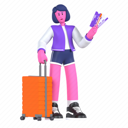 Tickets, ticket, boarding, flight, luggage, boarding pass, travel holiday 3D illustration - Download on Iconfinder