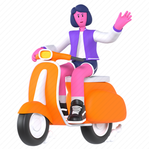 Transportation, vespa, hello, scooter, motorcycle, riding, travel holiday 3D illustration - Download on Iconfinder