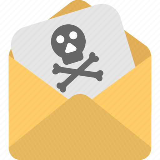Email with virus, internet hacking, pirate threat letter, spam message, virus alert icon - Download on Iconfinder