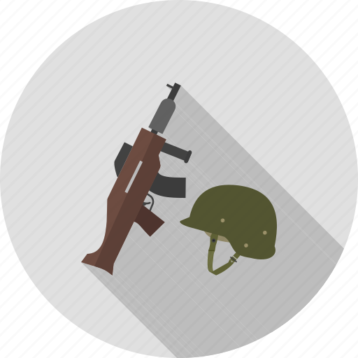 army helmet and gun