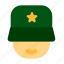 commander, star, military, hat 