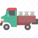 truck, milk, deliver, transport, farm