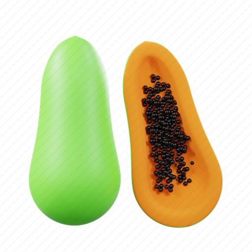 Papaya, summer, fruit, fresh, healthy 3D illustration - Download on Iconfinder