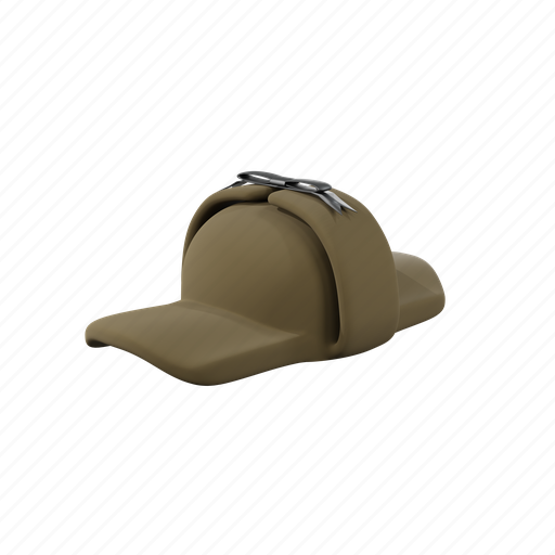 Detective, hat, clothing, crime, search, deerstalker 3D illustration - Download on Iconfinder