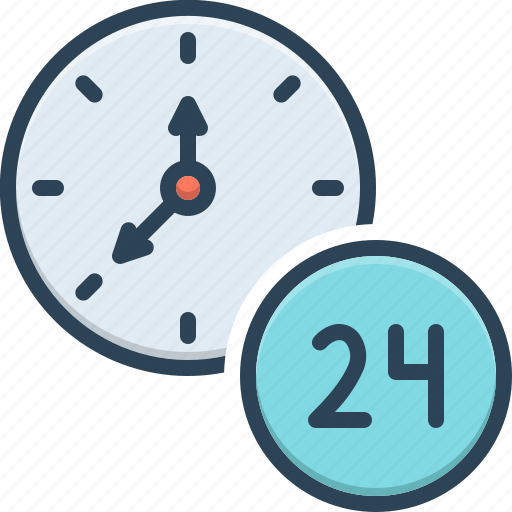 Clock, day, helpline, hour, service, time, twenty four hours icon - Download on Iconfinder