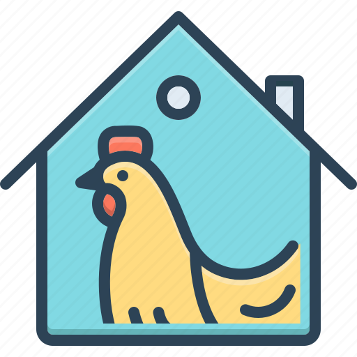 Domestic, hen, animal, cattle, domiciliary, chicken in coop, stay at home icon - Download on Iconfinder