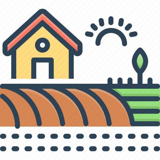 Lands, farm, adventure, river, house, nature icon - Download on Iconfinder