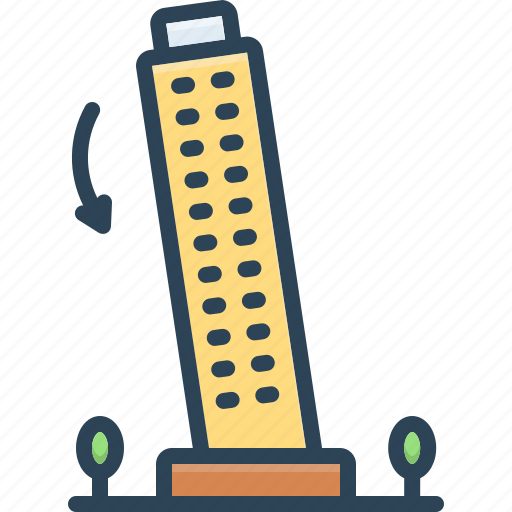 Til, building, tower, leaning, inclination, declination, downgrade icon - Download on Iconfinder