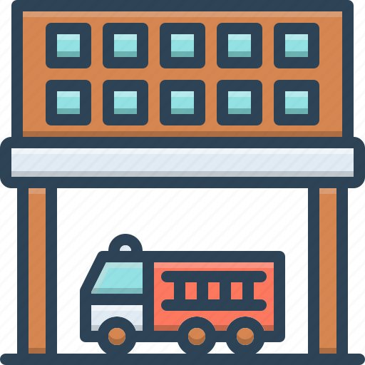 Architecture, department, division, fire station, sector, transport icon - Download on Iconfinder