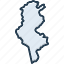 tunisia, africa, country, border, region, atlas, map