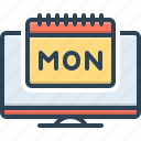 monday, monitor, screen, calendar, week, date, schedule