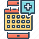 appointments, calculator, plus, calendar, schedule, deal, package deal