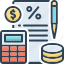 commission, coins, calculator, discount, interest, paysheet, balance sheet 