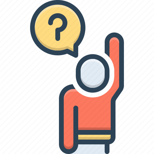 Asked, question arise, hand rise, question mark, catechize, want to know, interrogate icon - Download on Iconfinder