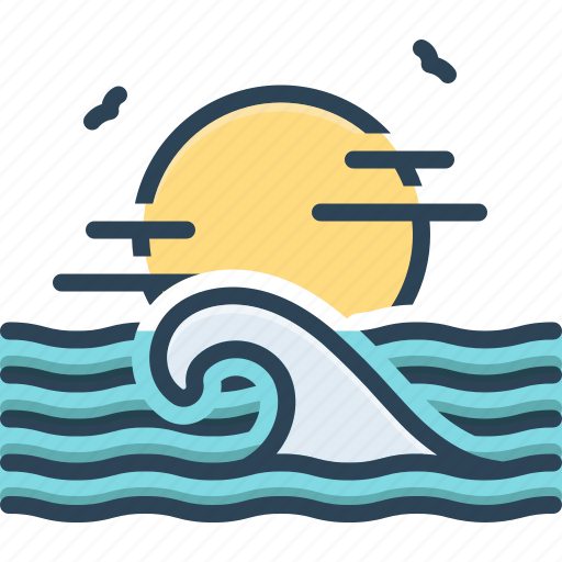 Ocean, sea, tsunami, sun, aqua, salty water, sea wave icon - Download on Iconfinder