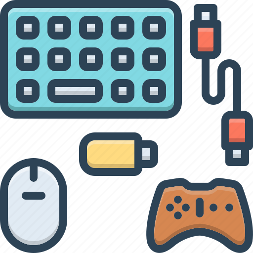 Peripherals, equipment, connected, keyboard, mouse, pendrive, electronic icon - Download on Iconfinder