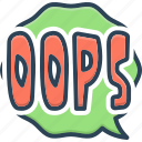 oops, comic, bubble, bang, sticker, boom, letter, word
