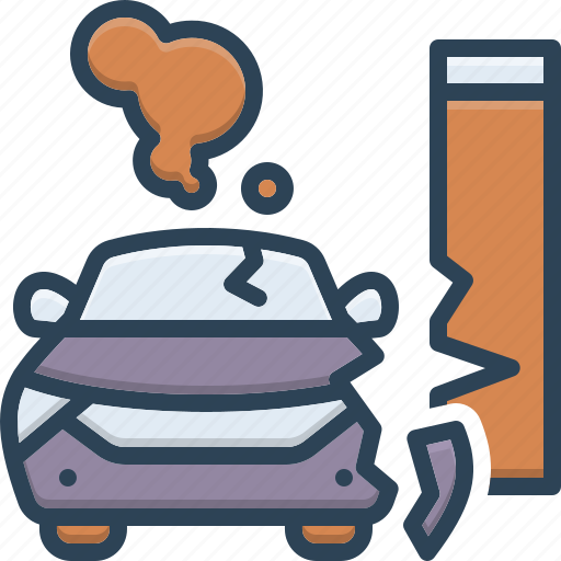 Damage, accident, destroyed, wall, car, broken, automobile icon - Download on Iconfinder