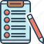 checklist, clipboard, form, pen, report 