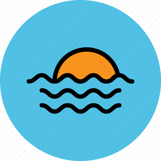 Bay, ocean, sea, sun, sun rising, sun set, waves icon - Download on Iconfinder
